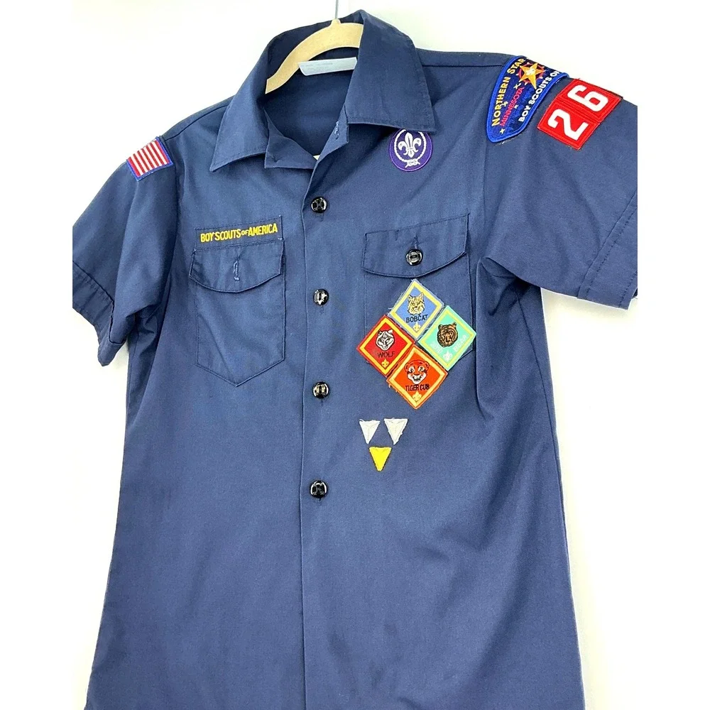 Boy Scouts Of America Official Youth Uniform Top Patches Sz M Novelty Shirt